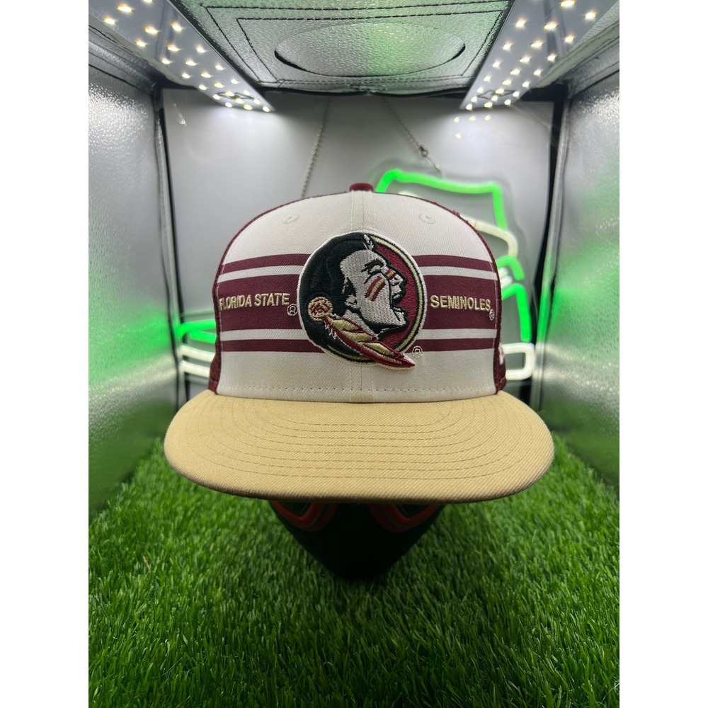 Florida State Seminoles New Era 9FIFTY Snapback Hat Maroon White Tan Trucker FSU